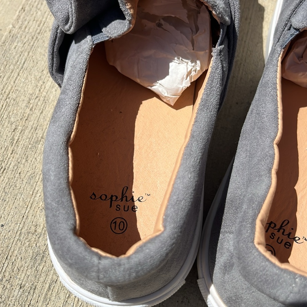 Sophie Sue Grey Suede Knot Slip-On Sneakers -cute Bow Women’s Size 10 - Picture 6 of 6
